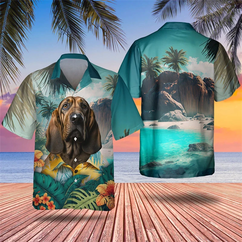 

Animel Dog Shirt Men's Social Daily Summer Shirt 3D Animal Print Short Sleeve Large Informal T-shirt Men's Clothing Breathable