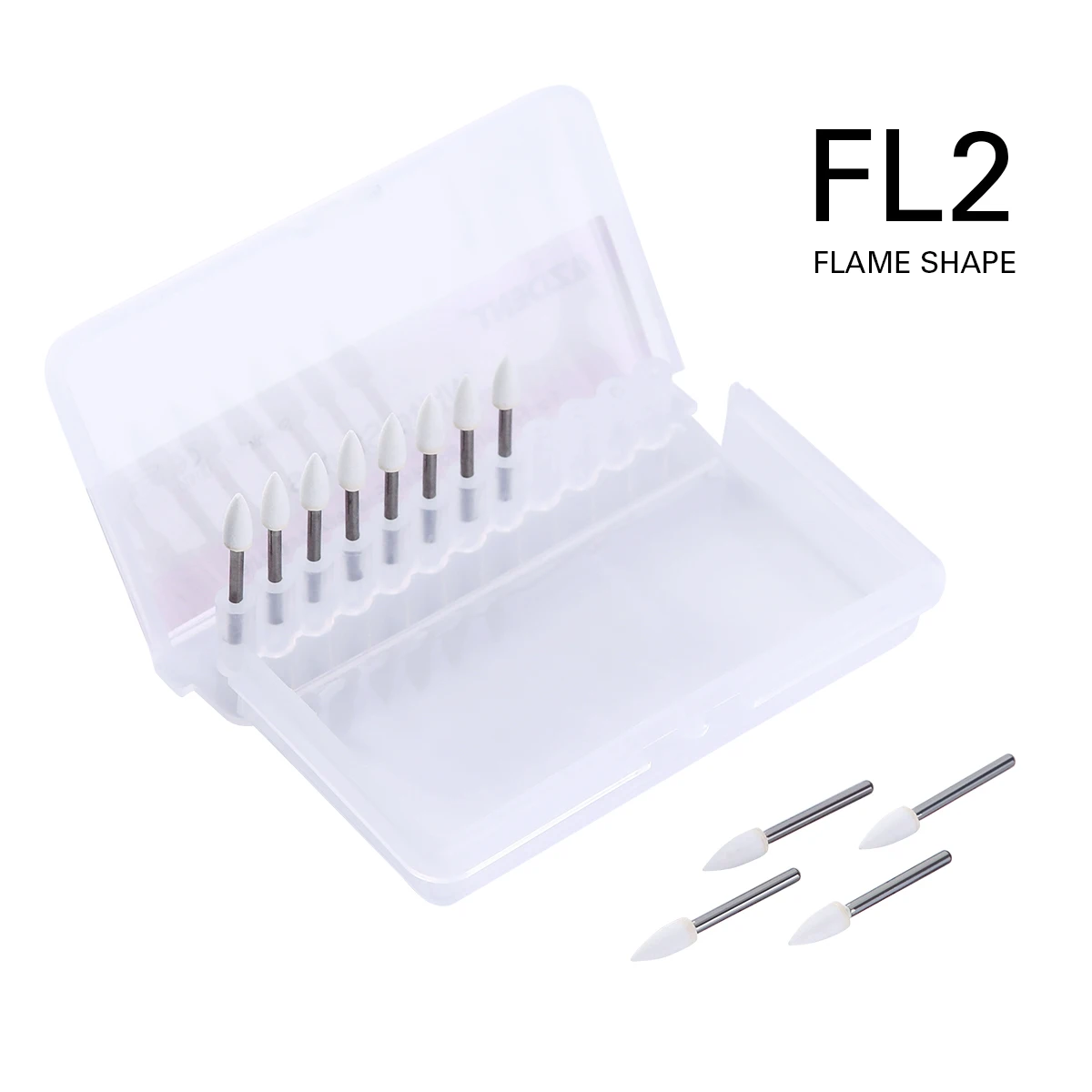 12Pcs/Box AZDENT Dental Flame White Stone Polishing FG Burs FL2 Abrasion Point Bur Fit High Speed Handpiece 1.6mm Dentist Tools