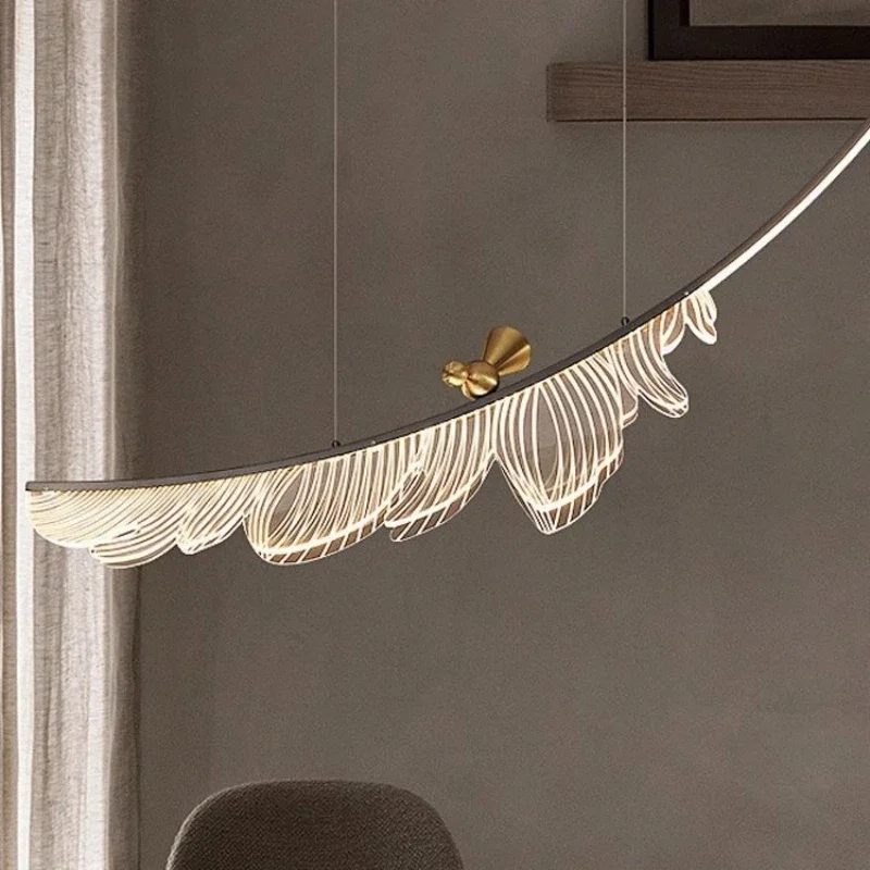 Modern Creative Feather Bird Acrylic Pendant Lamp Restaurant Living Room Hotel Lobby Led Chandelier Art Home Decoration Lighting
