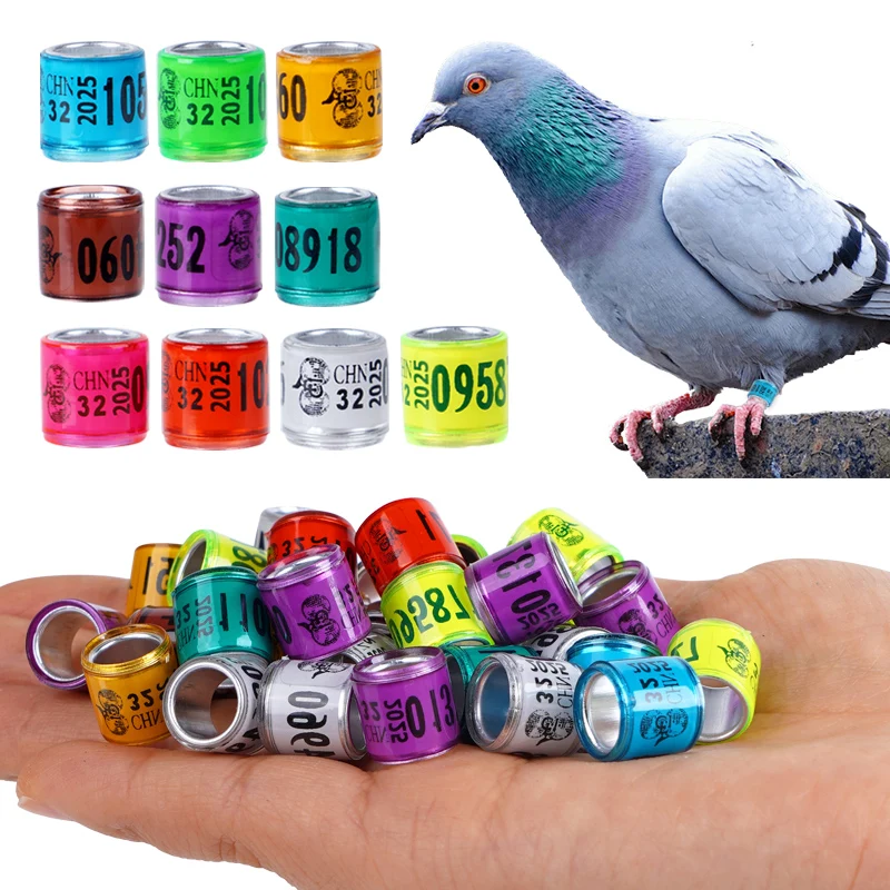 50 قطعة حلقات ساق الحمام الببغاء خواتم القدم الطيور الساق خواتم الحيوانات الأليفة مشبك من البلاستيك حلقة تحديد أدوات مع رسالة رقم