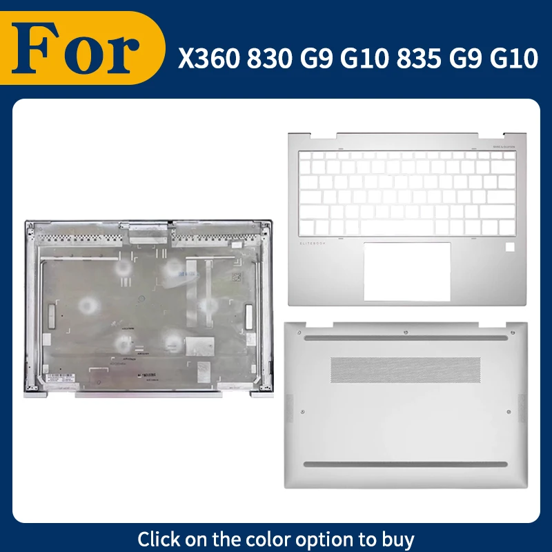 Neue Ersatzabdeckung für X360 830 G9 G10 835 G9 G10 Laptop LCD-Rückabdeckung, Handballenauflage, obere Gehäuseabdeckung, untere Gehäuseabdeckung, silberfarben