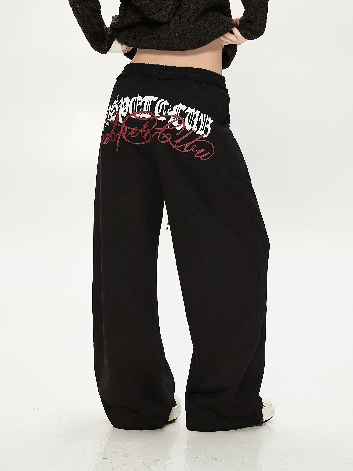 

Американские повседневные брюки с принтом в стиле High Street, с эластичным поясом, свободные, прямые, широкие, женские