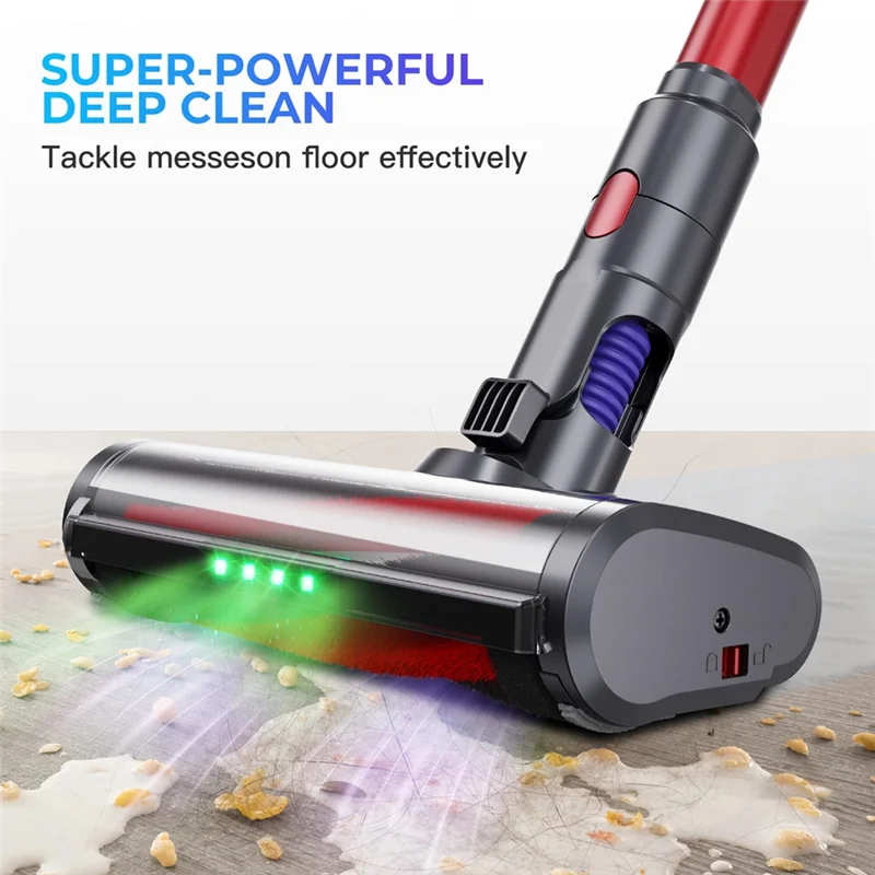 LITE-Floor Brush Turbine Brush Head For Dyson V7 V8 V10 V11 V15,Spares Parts With 4 LED Lights For Carpets And Hard Floors