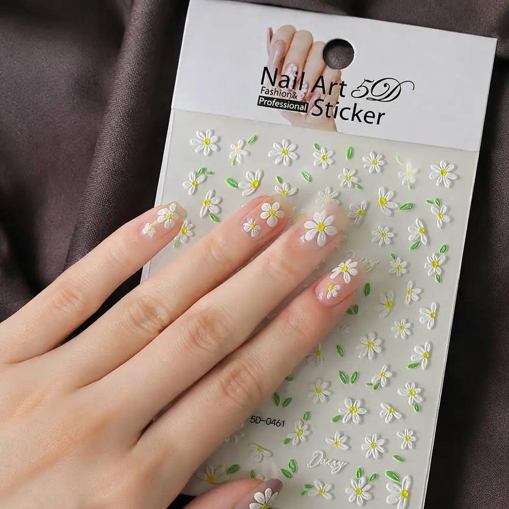 1Pc High Relief Daisy Nail Art Stickers Fresh Colors Daisy Nail Decal Complete Style Daisy Nail Slider