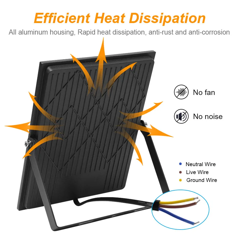 AC 220V LED Flood Light 10W 20W 30W 50W 100W 150W 200W Spotlights IP66 Waterproof Wall Lamps Outdoor Garden Projector Lighting