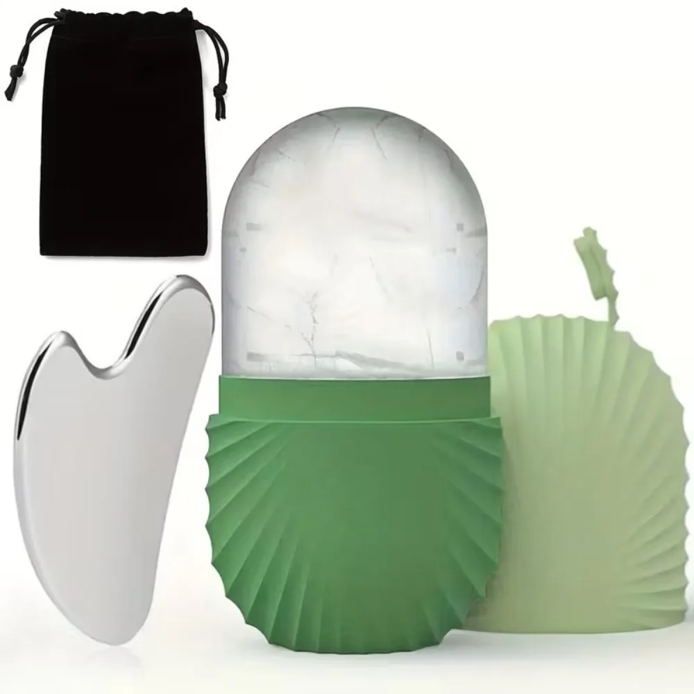 3 قطعة قابلة لإعادة الاستخدام الجليد بكرة الوجه الفولاذ المقاوم للصدأ غوا شا أداة مجموعة أدوات تدليك الوجه الجسم رفع الكنتوري دائم الوجه الأسطوانة