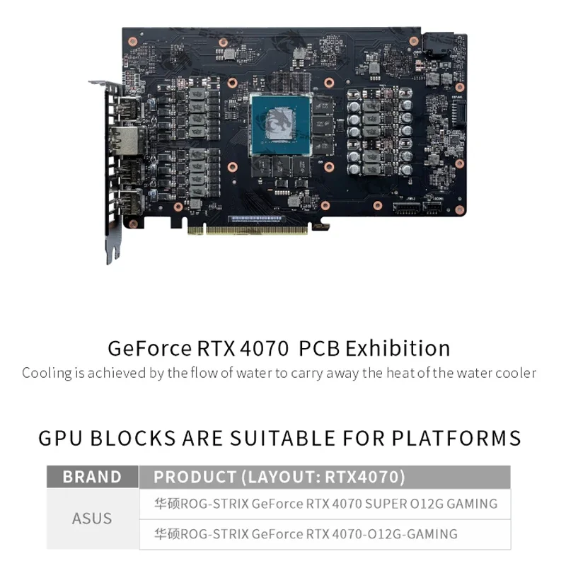 Bykski N-AS4070SSTRIX-X GPU Block Use for ASUS ROG STRIX RTX4070 SUPER / 4070 O12G GAMING Video Card  Water Cooling / Radiator