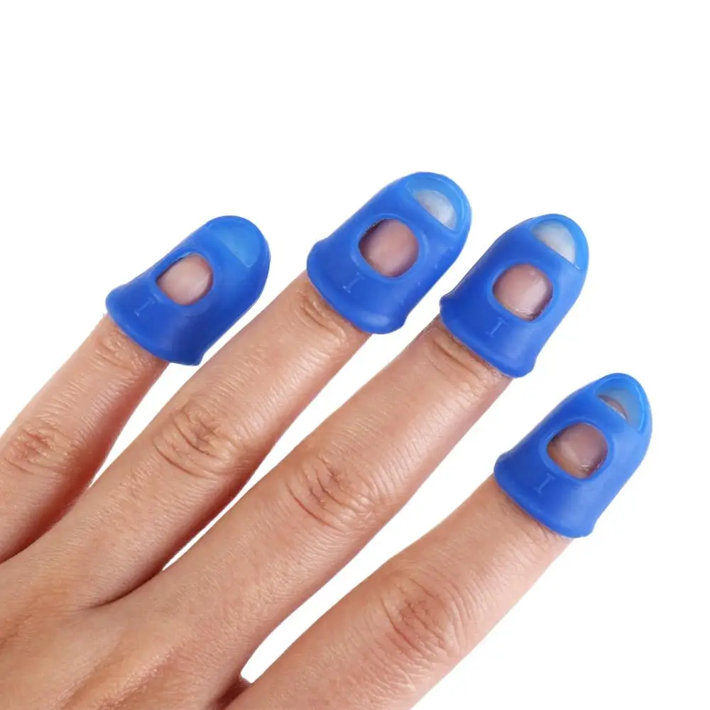 4pcs/set Non-Slip Guitar Fingertip Protectors Rubber Thimble Solid Color Silicone Finger Guards Guitar Accessories