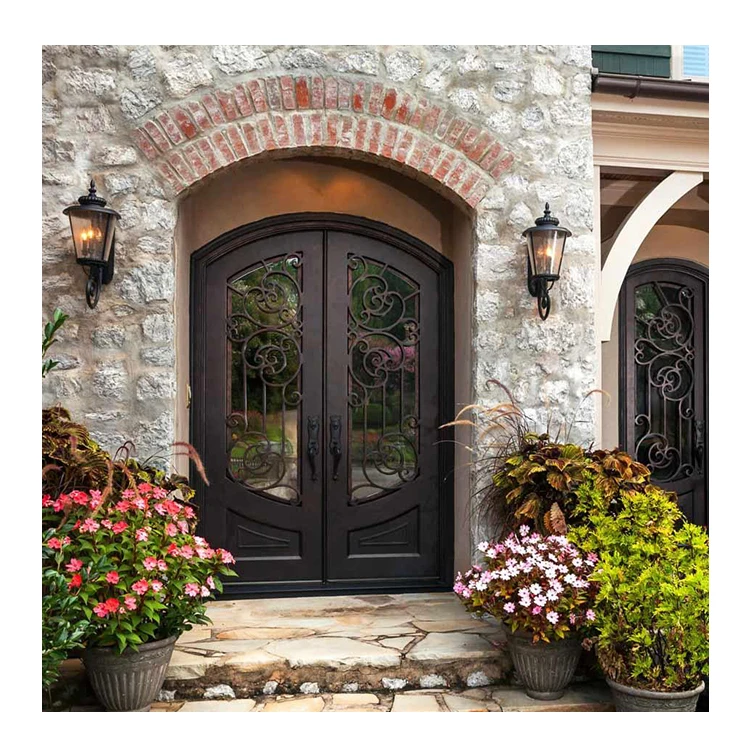 Custom Luxurious Iron Entrance Door for Villa Homes Modern Design for Apartment Exterior Front Door