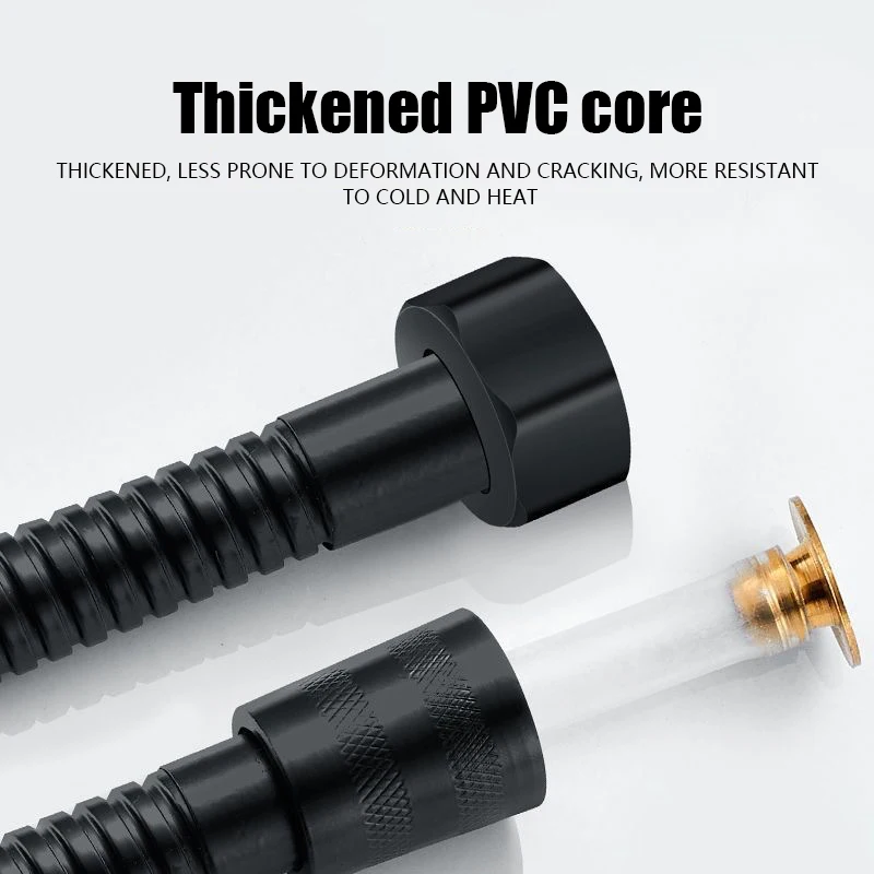 Black stainless steel shower hose, bathroom shower accessories, electroplated hose image 5