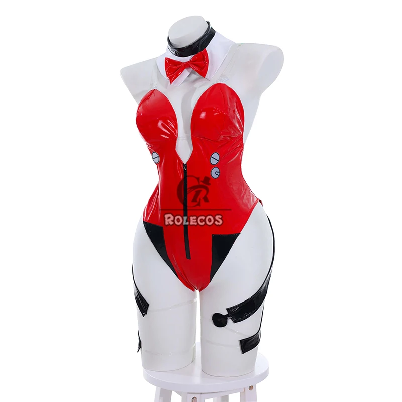 ROLECOS-traje de Anime para mujer y niña, traje de Anime de Asuka, Langley Soryu, traje de Cosplay Sexy rojo, mono de conejito para Halloween