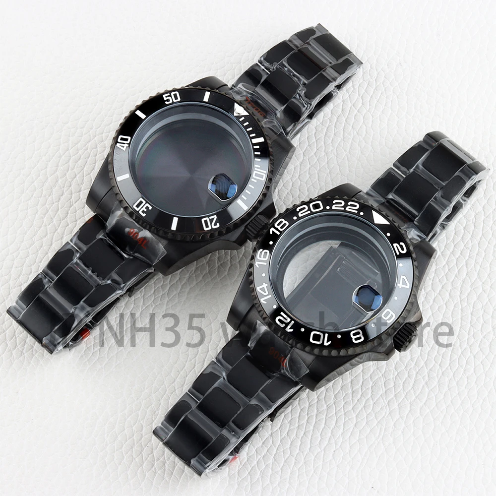 Black 40mm NH35 Case for NH34 NH35 NH36 NH38 Movement SUB GMT Yacht-Master Stainless Steel Oyster Polished Bracelet Waterrpoof