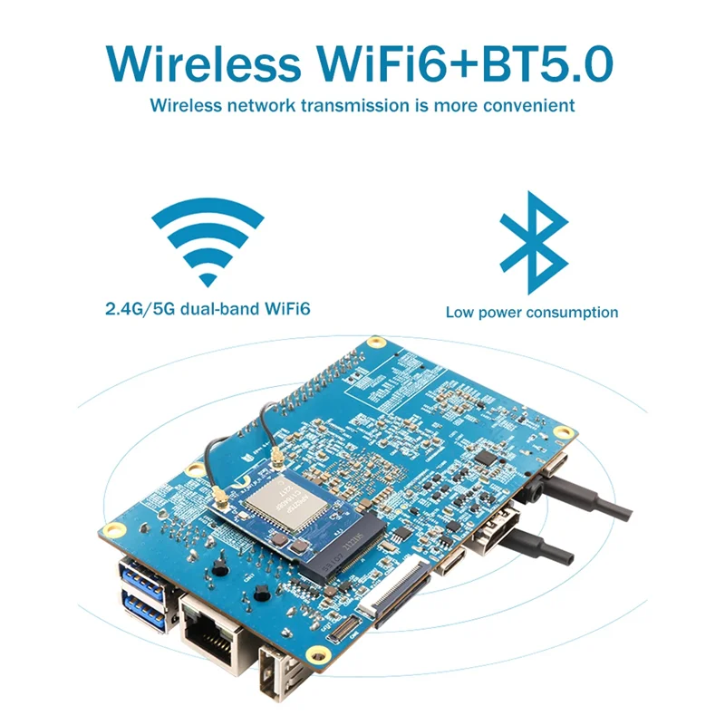 لوحة تطوير Orange Pi 5 Wi-Fi6 + BT5.0 وحدة RK3588S 8 Core 64 بت وحدة لوحة تطوير المعالج