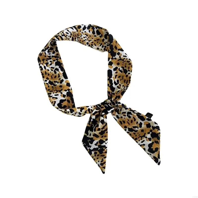 Stylish Leopard Pattern Thin Silk Neck Scarf Fashionable Neckerchief Lightweight 49MB