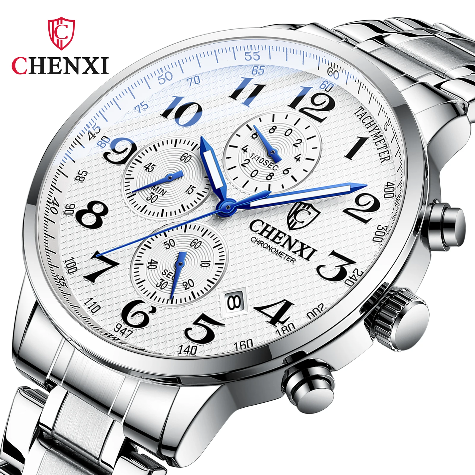 Watches For Men CHENXI Brand High Quality Waterproof Quartz Chronograph Watch Luminous Calendar Stainless Steel Wristwatch