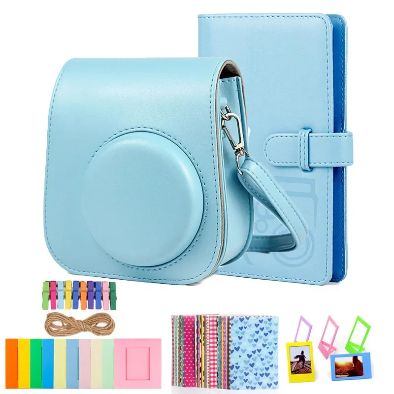 Paquete de cámara Fujifilm Instax Mini 11 con estuche/álbum de 96 fotos/10 marcos de fotos colgantes/5 marcos de mesa/20 pegatinas