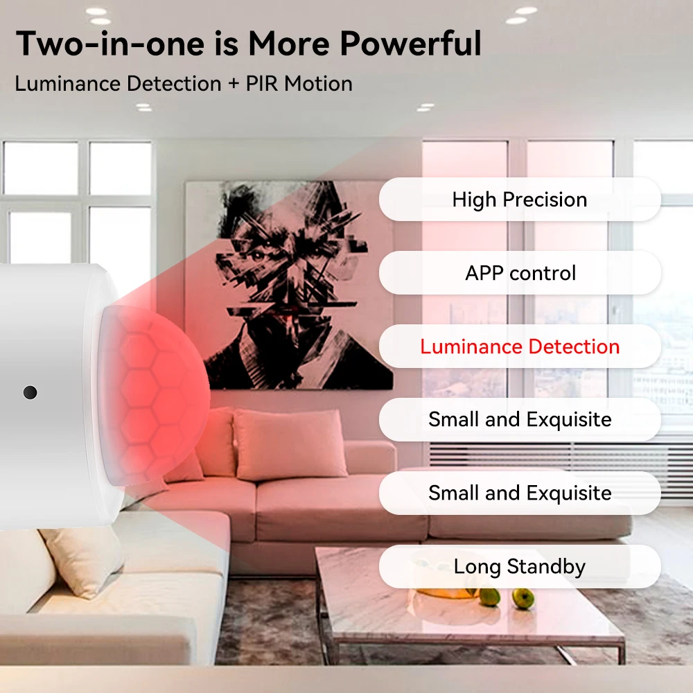 Sensor de movimiento Tuya Zigbee 2 en 1, Sensor de presencia humana + Sensor de luz Lux brillante, Detector PIR para el Hogar Inteligente, se requiere Hub Zigbee