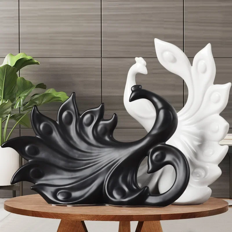 

MGT-Peacock Open Screen Ceramic Art Decoration, Creative Animal Statue, Good Life Home Decoration, Exquisite Gift