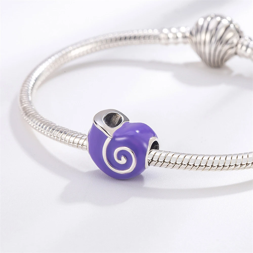 Purple Series 925 Sterling Silver Dreamy Lily Flower Love Catching Dreams Net Fish Tail Fit DIY Bracelet Necklace Dating Gifts