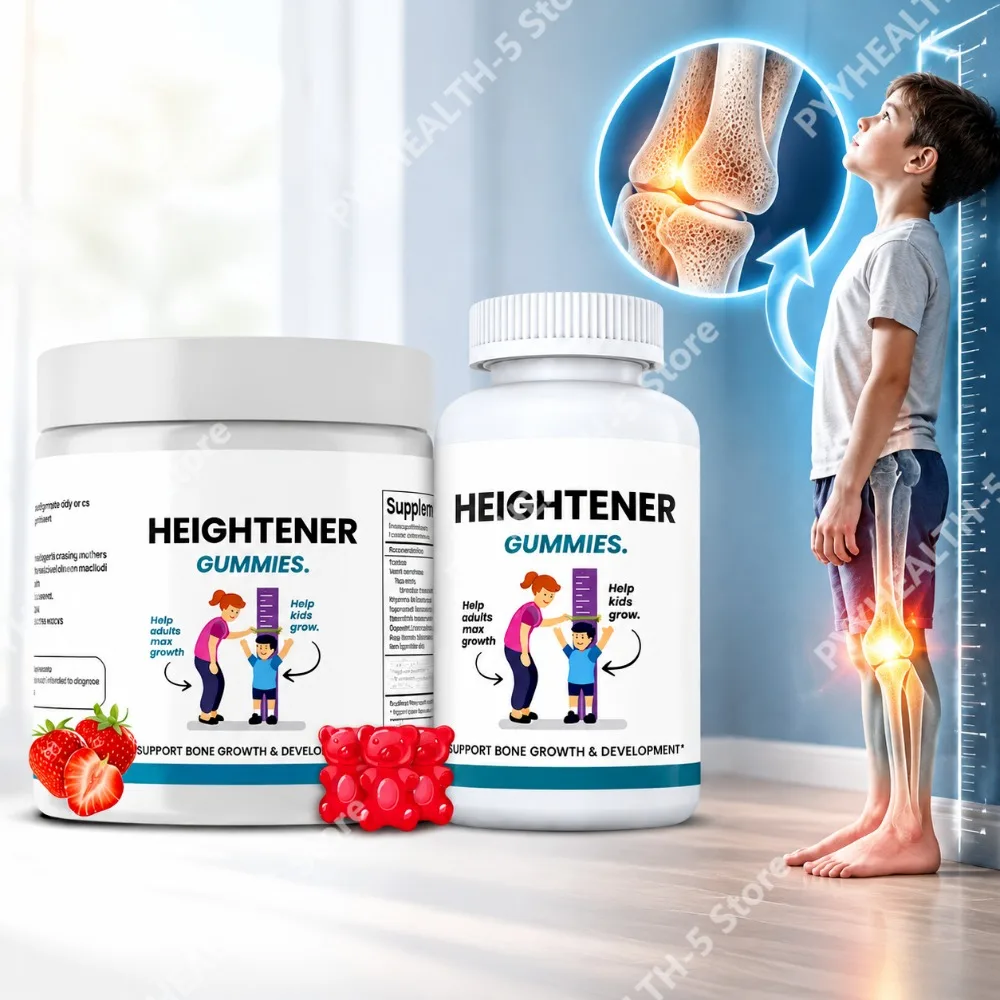 Heightener Gummies Boost Bone Growth Reinforce Bone Strength Calcium Zinc Vitamin D Growth Blend for Kids Teens Adults 60 Count