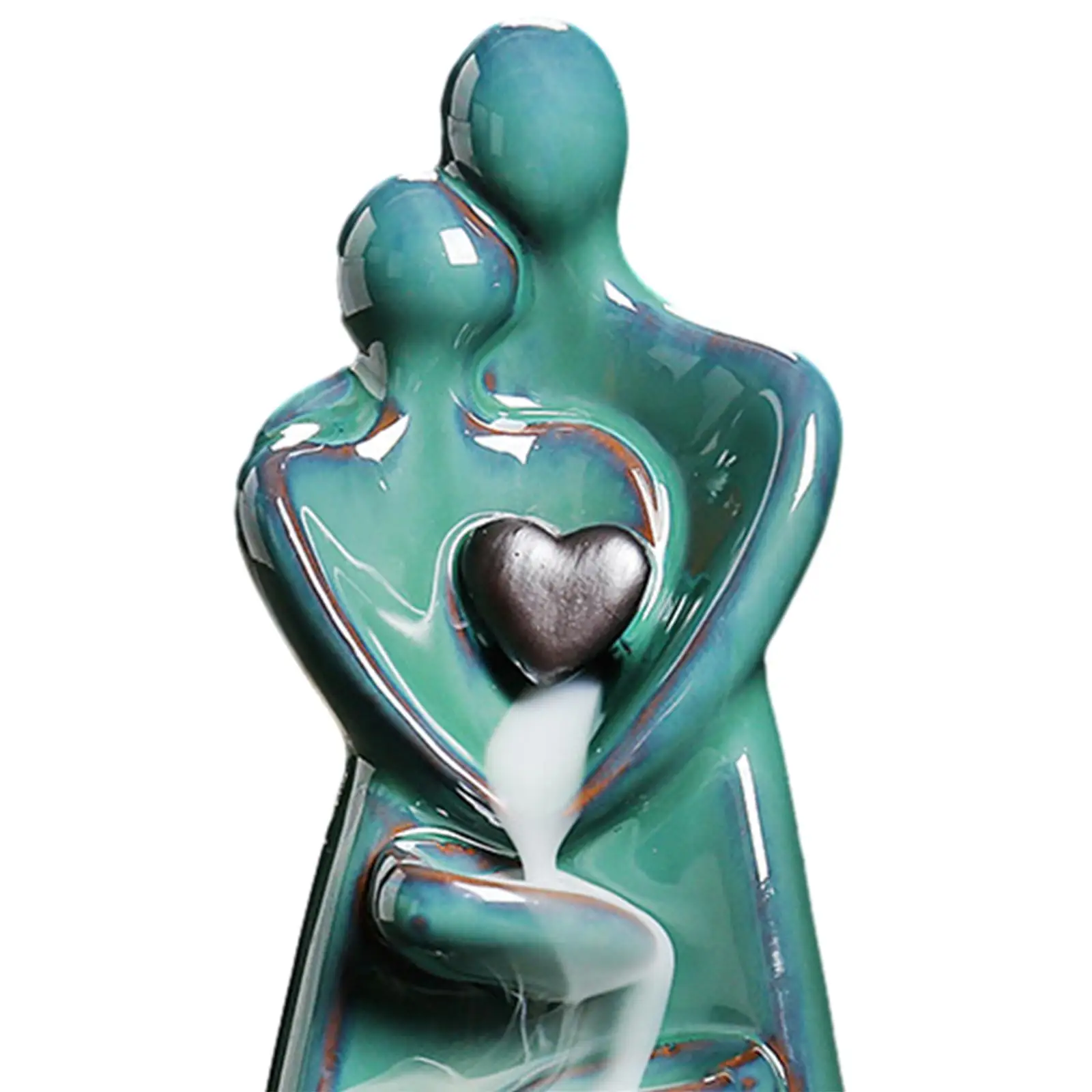 Couple Incense Burner, Ceramic Back Incense Burner Statue, Incenses Sticks Holder Simple for Bedroom Indoor Tabletop