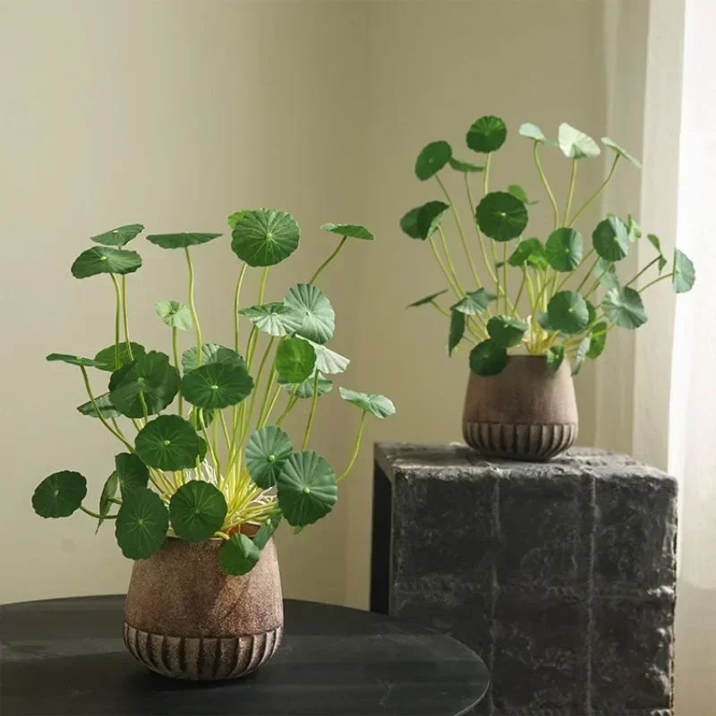 Artificial Lotus Plants Eucalyptus Leaves Plastic Tree Fake Plants Real Touch Copper Leafs For Home Office Decor