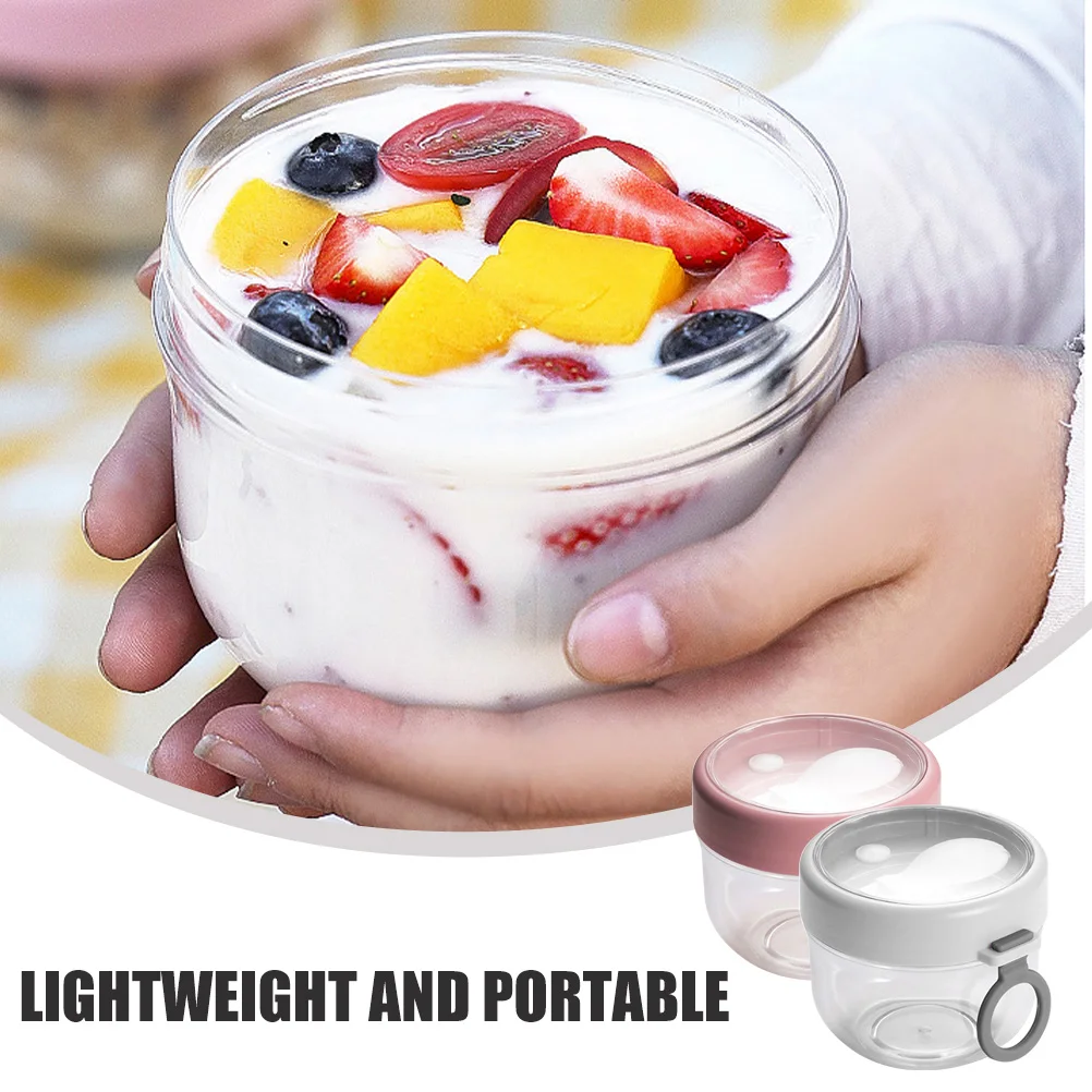 

2pcs Overnight Oats Containers Leakproof Lightweight Portable Plastic Jars With Lids For Oatmeal Yogurt Storage Home Gym Travel