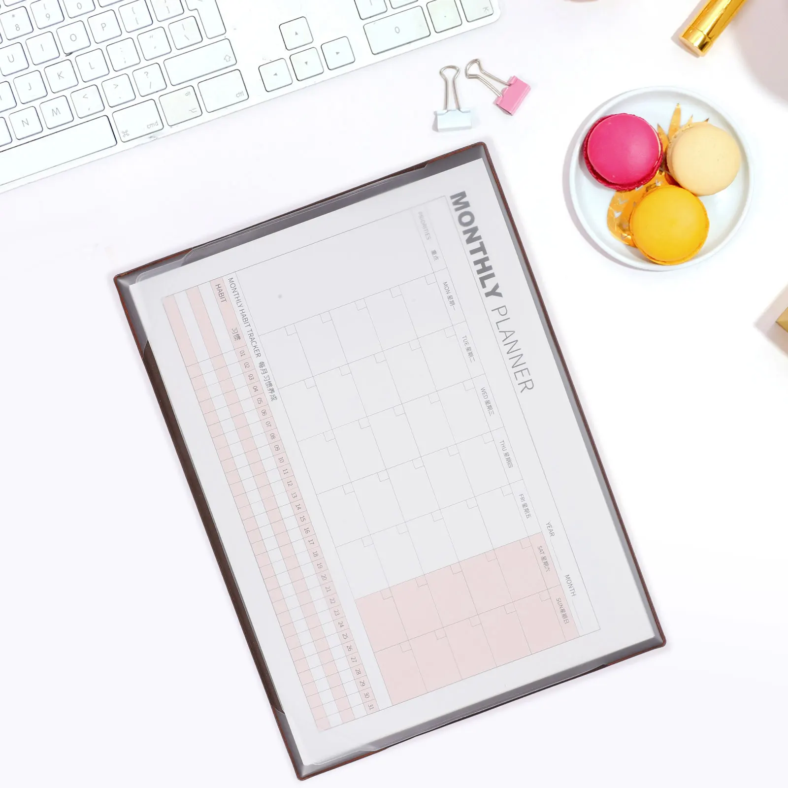 

2024 Desktop Monthly Planner Notepad Pvc Kraft Paper Portable Schedule Pad Blank Calendar Office Supply Writing Pad