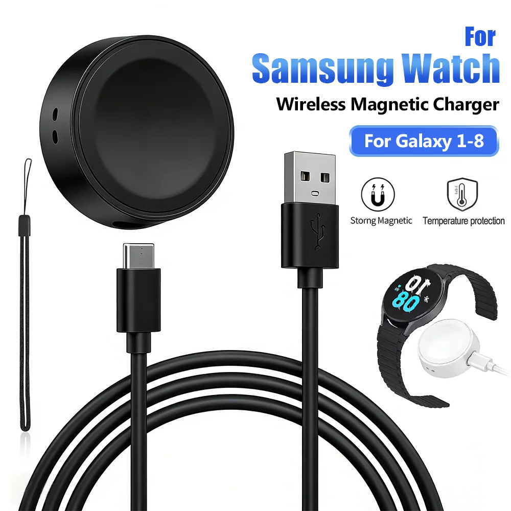 

For Samsung Watch 8 Wireless Magnetic Charger USB A Cable Fast Charging Dock Station For Galaxy Watch 7 6 5 Pro 5 4 3 Active 2