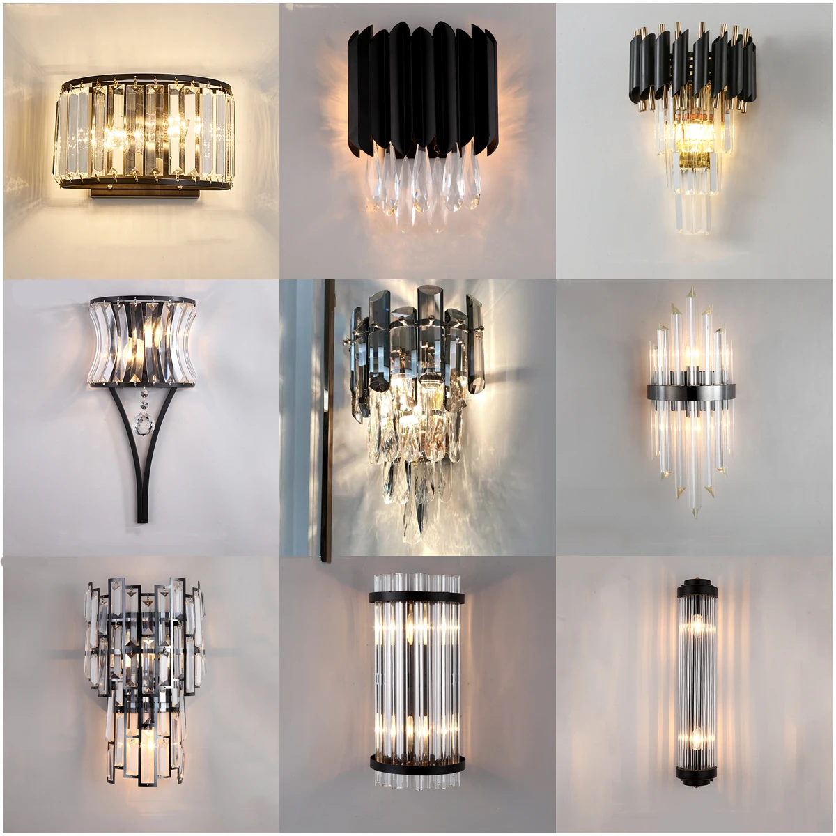 YEBMLP Popular Crystal Wall Lamp Indoor Luxury Decor Black Sconce Lamp Wall Light For Parlor Bedroom Aisle Background Stair Lamp