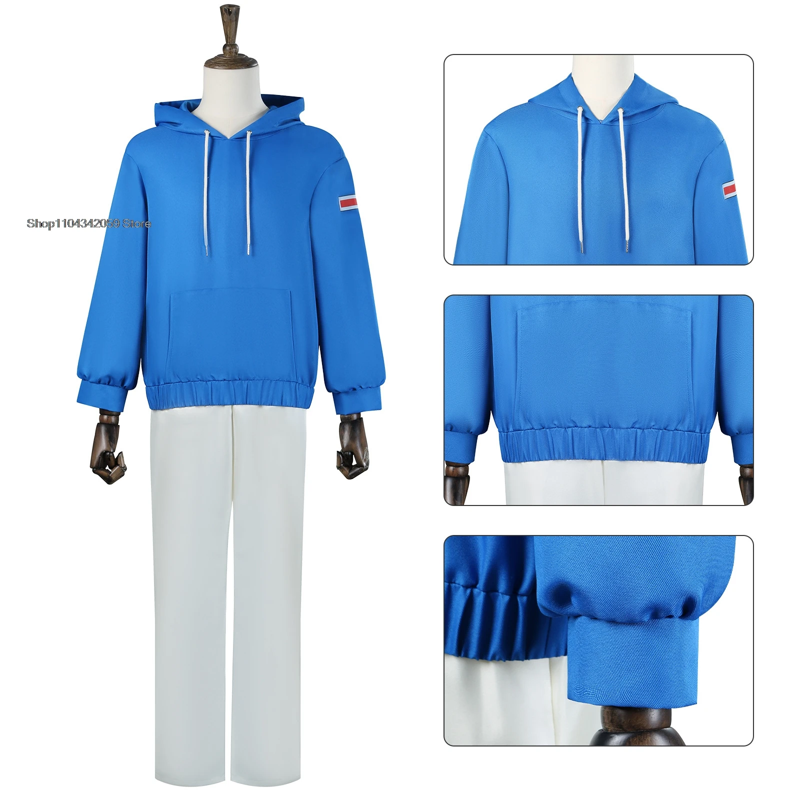 Shin Asakura Cosplay Costume Wig Anime Sakamoto Days Blue Sweatshirt Assassin Halloween Party  Men Props Accessory