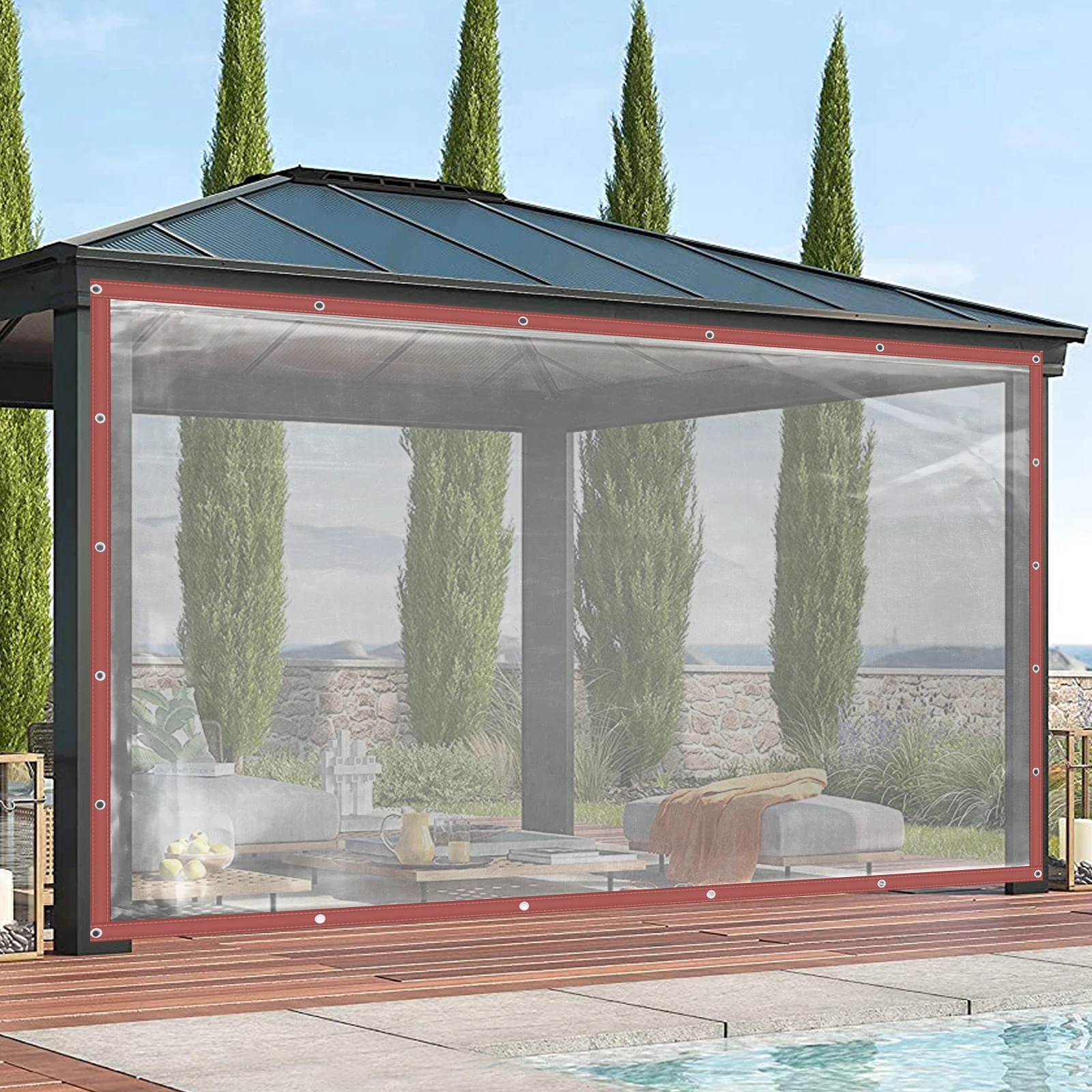 

Дождезащитная тканевая занавеска из ПВХ кофейного цвета, 8*20 футов, подходит для штор для палаток, карандашей, толщина: 0,5 мм/0,02 дюйма