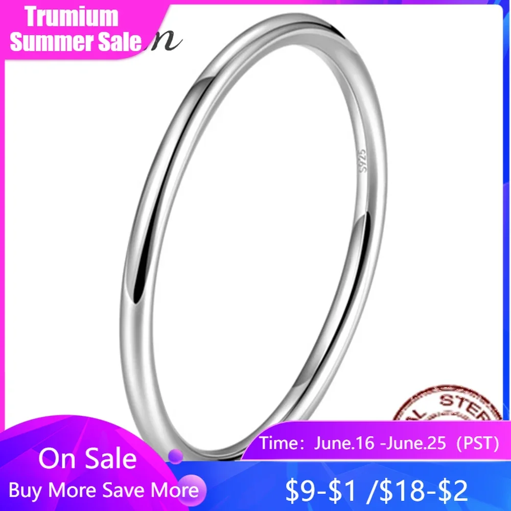 

Trumium 100% 925 Sterling Silver Glossy Slim Line Ring Stackable Dainty Rings for Women Minimalist Personality Fine Jewelry Gift