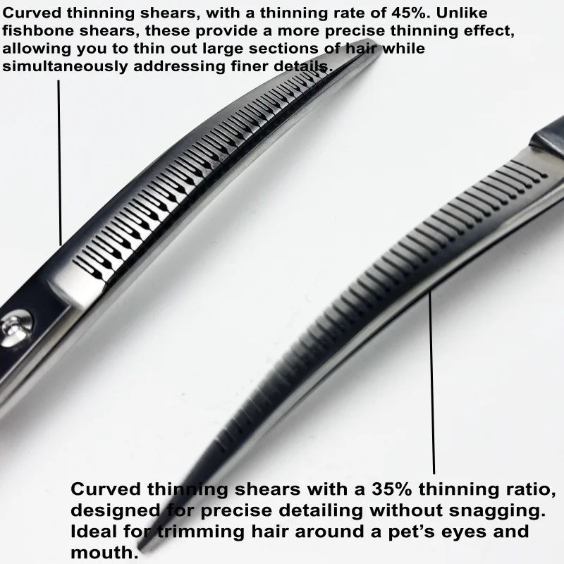 8 inch Dog Curved Grooming Scissors, Wingsbro Pet Curved Thinning Scissors, Dog Curved Shark Scissors 5