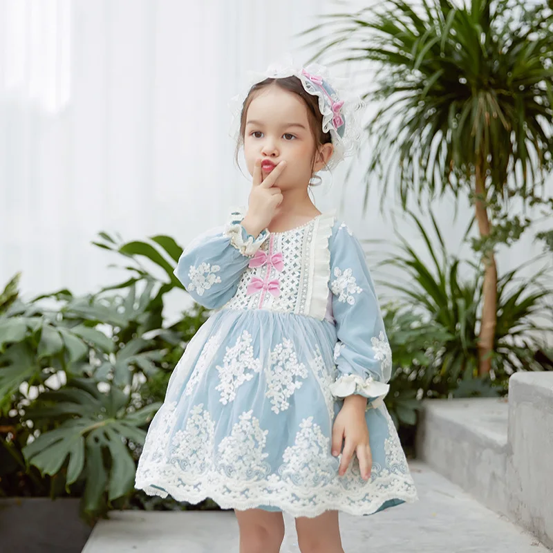 Dress Girls Baby Lolita Birthday Girl\'s Party Dress Wedding Dresses Princess Vestido Lace Embroidery Autumn Costume Girl Dresses