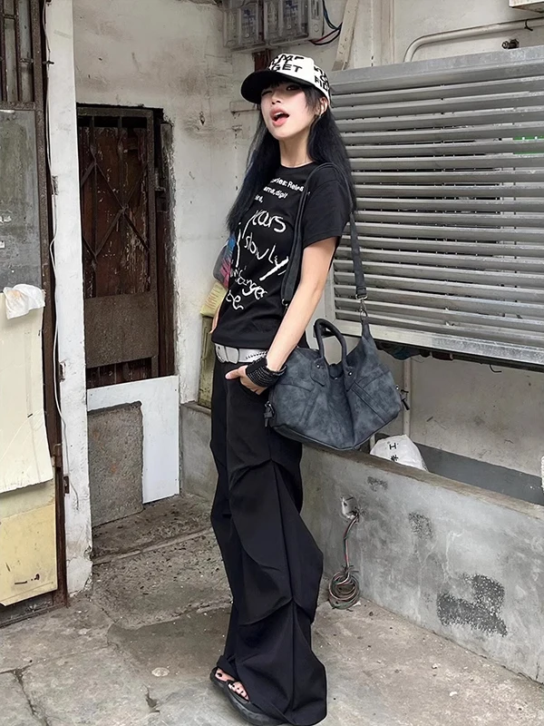 

American Sle ort Sve Slim Fit T-irt Women's Summer New Sle oulder Length Printed Creative Mage Korean Version