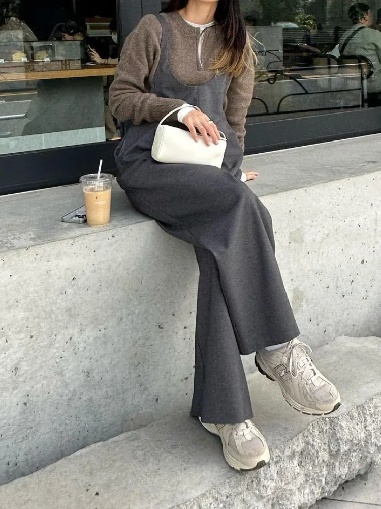 Japanese Streetwear Simple Casual Loose Wide Leg Pants Office Lady Elegant All-match Jumpsuits 2024 New Autumn Winter Trousers