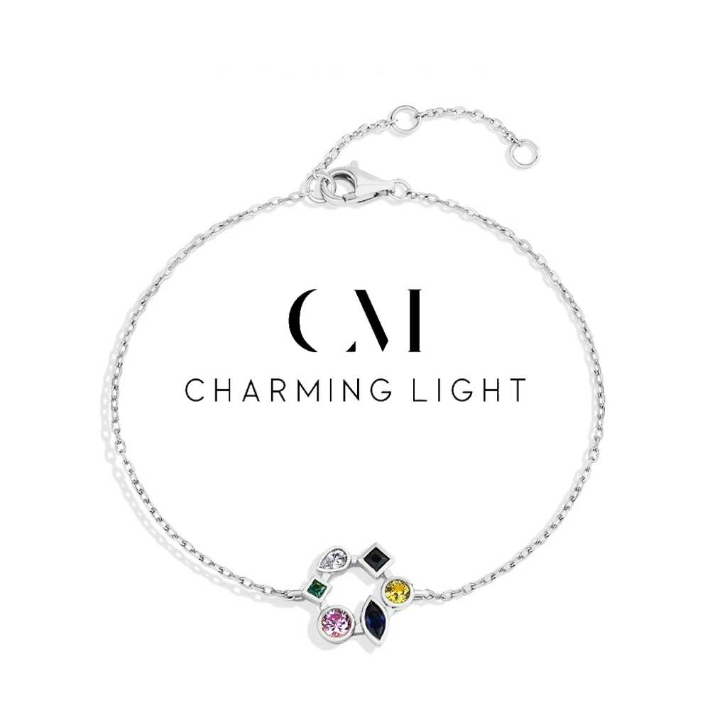 

CHARMING Elegant Bracelets Created Sapphire Ruby Spinel Gemstones 925 Sterling Silver for Women 19cm Fine Party Jewelry Gifts
