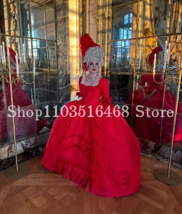 18th Century Rococo Prom Dress Red Half Sleeve Puffy Victorian Civil War Medieval Masquerade Easter robes de soirée