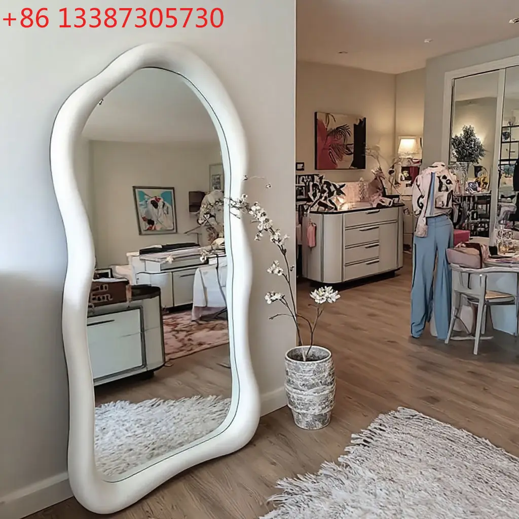 

Легкое роскошное европейское зеркало из массива дерева с закаленным стеклом, фигурное зеркало в полный рост