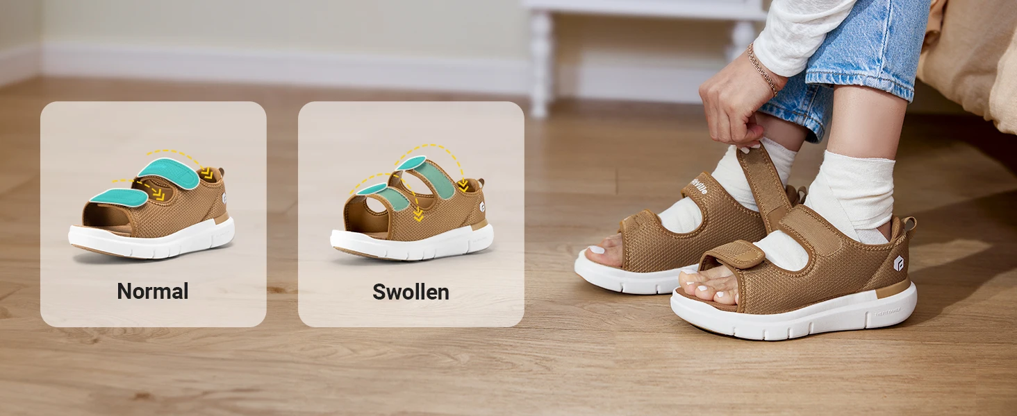 Fitville Damen-Sandalen, Sommer-Strandschuhe mit breiter Zehenbox für Damen, bequeme Flip-Flops in großen Größen mit Fußgewölbestütze – Detail 3