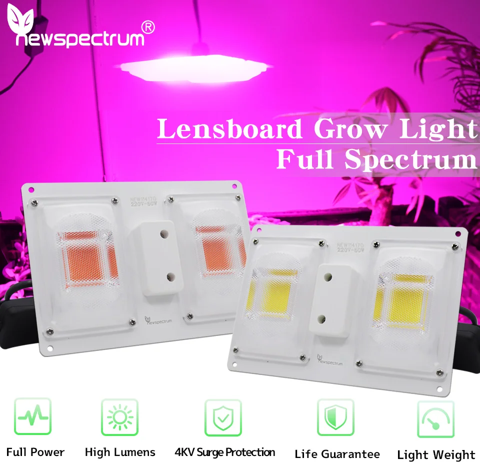 

Newspectrum 220V 3500K Full Spectrum LED Plant Lamp For Indoor Planth Flowers Greenhouse Seedlings Lens Grow Light 50W