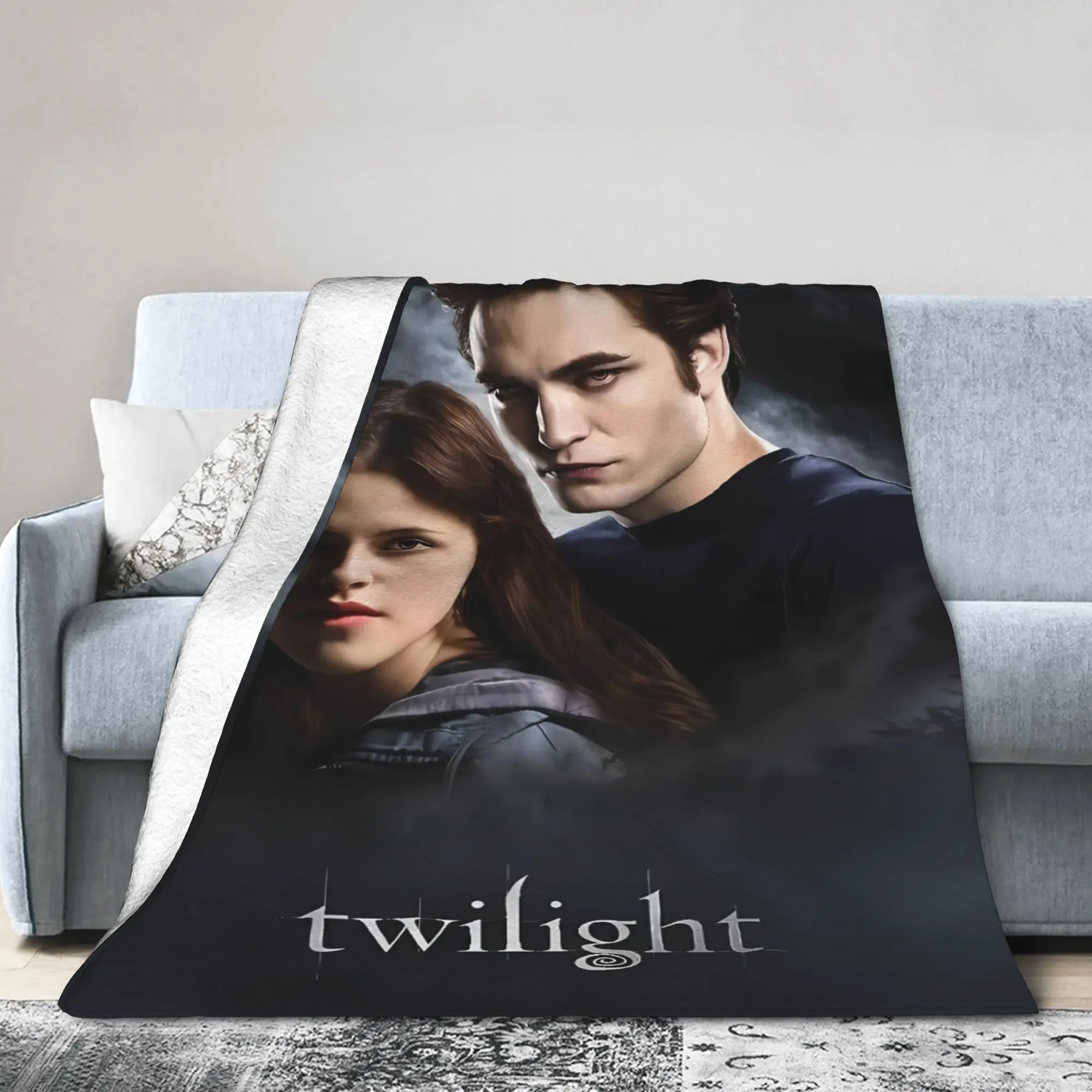 3D The Twilight Saga Edward Bella Blanket Warm Plush Throw Blanket For Couch Chair Sofa Bed Travel Flannel Bedspread Bed Cover