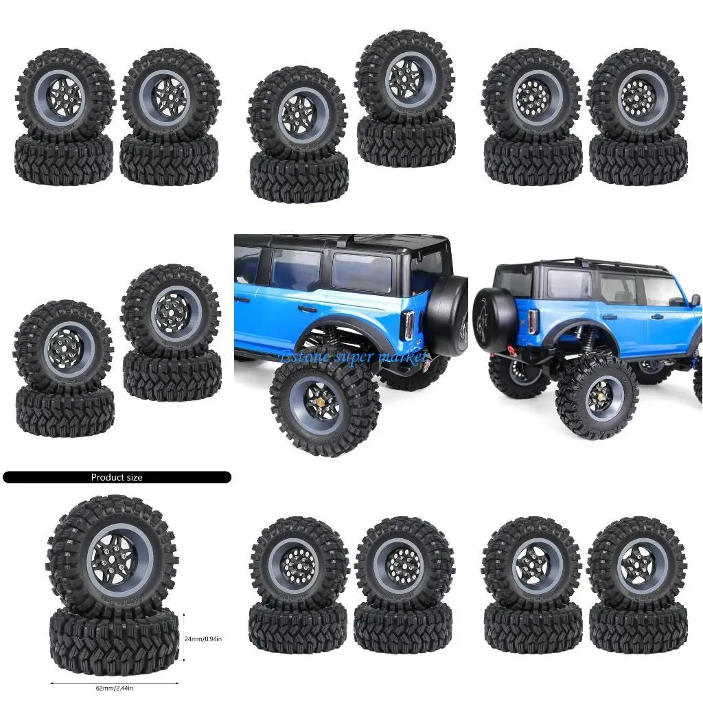 

090B 1.2inch Model Car Rubber Wheel Supplies for Remote Control Crawlers Mud Tires