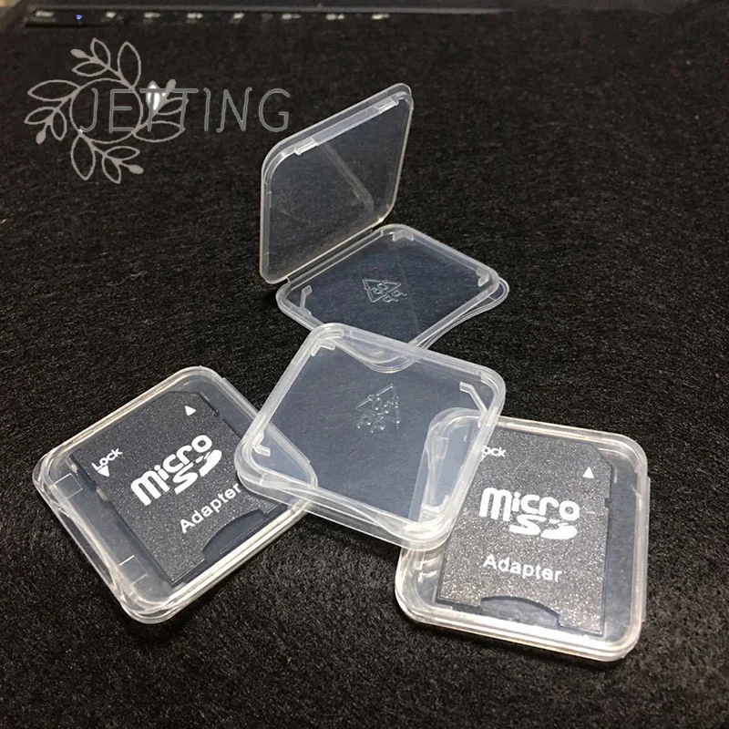 Hot 10pcs/lot Transparent SD Memory Card Case Holder Box Storage Boxes Memory Card Clear Plastic Case Holder Protector