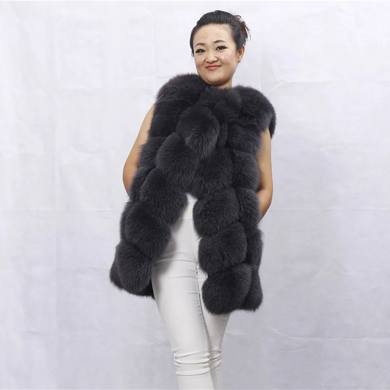 

Real Fox Fur Vest Fashion Women Winter Warm Genuine Natural Fur Waistcoat For Girls