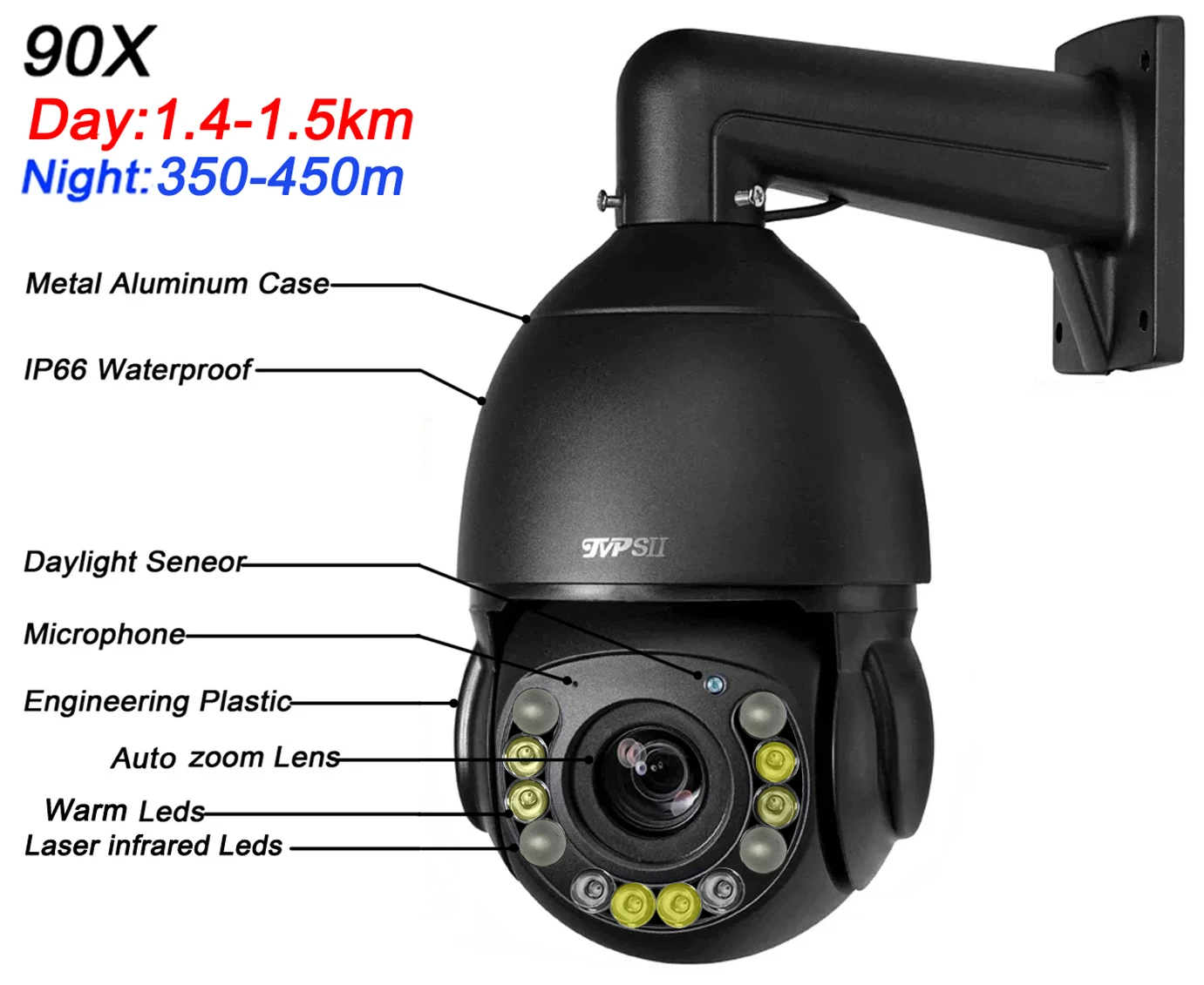 Imagem -02 - Câmera de Vigilância Dome ao ar Livre Colorida Rastreamento Automático 30fps 8mp Zoom Óptico 90x Rotação de 360 ° Áudio Onvif Poe Ptz ip