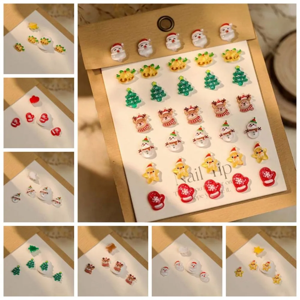 10Pcs/set Nail Supplies Christmas Nail Decorations Manicure Ornaments Xmas Nail Charms Christmas Nail Accessories Resin