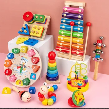 Jouets pour bébé Montessori 9 en 1, ensemble musical en bois...