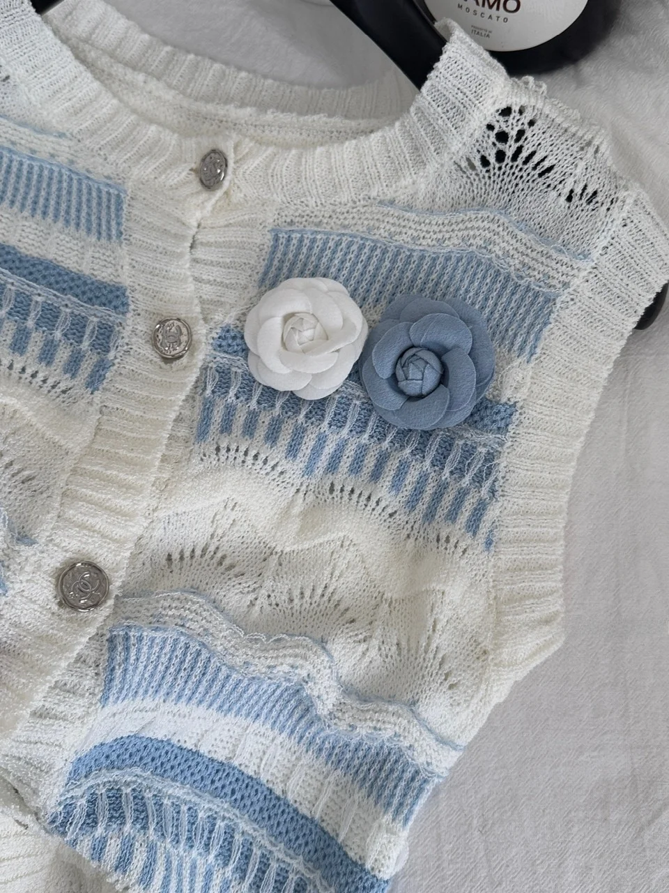 سترة صيفية محبوكة أنيقة مجوفة مستديرة Ne Svel ملابس نسائية لون Blo مخطط تصميم زهرة مجوفة #4